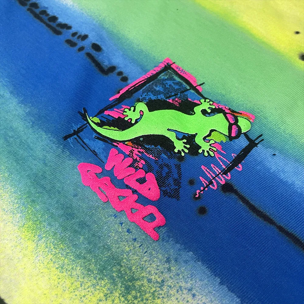 1989 Gecko Graffiti Hand-Painted Beach Style Tee - Green