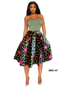 521 Mid Length Flared skirt / Floral Print