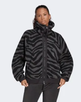 Adidas Hyperglam Fleece Zebra Women Sportswear Jacket Black/Grey Hy1030