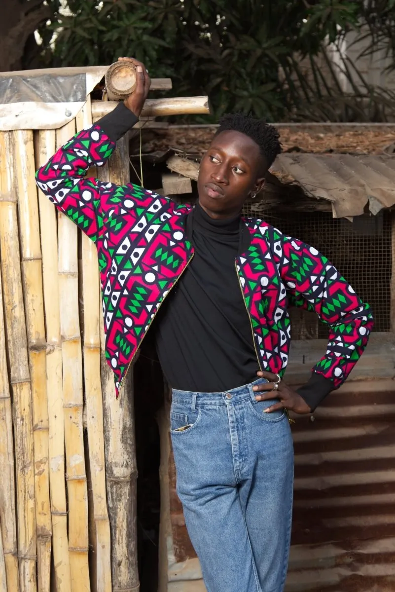 African Bomber Jacket In Electric Pink