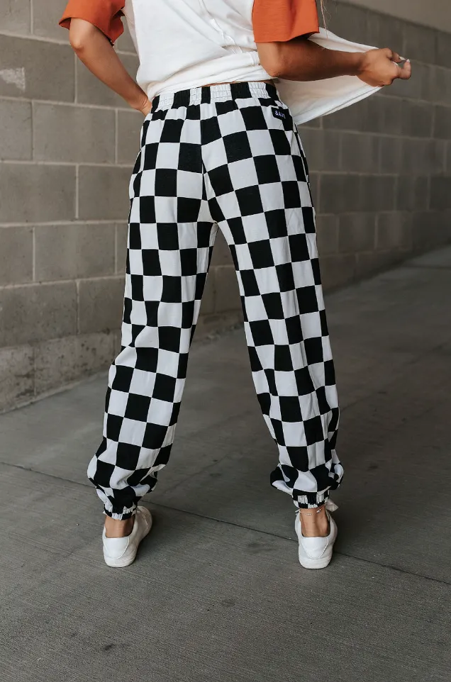 Ampersand Avenue Checkered Joggers - Black Jack