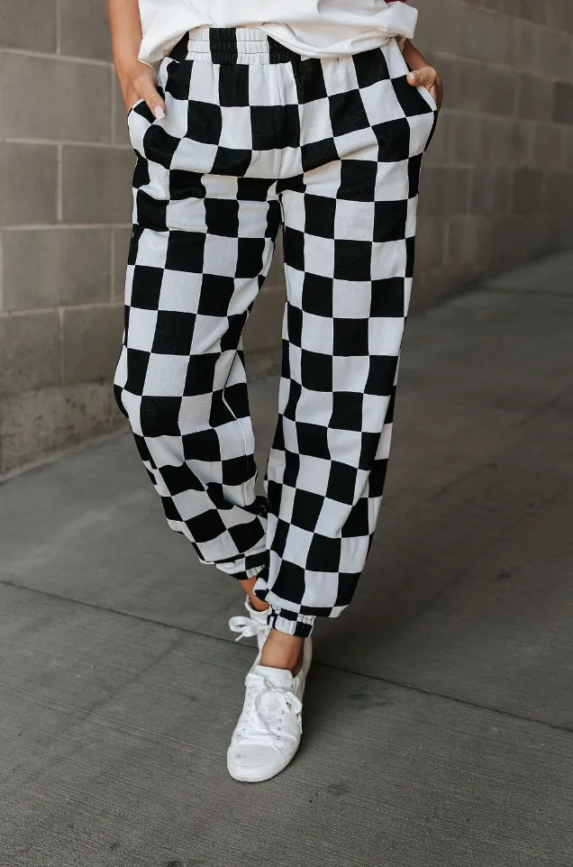 Ampersand Avenue Checkered Joggers - Black Jack