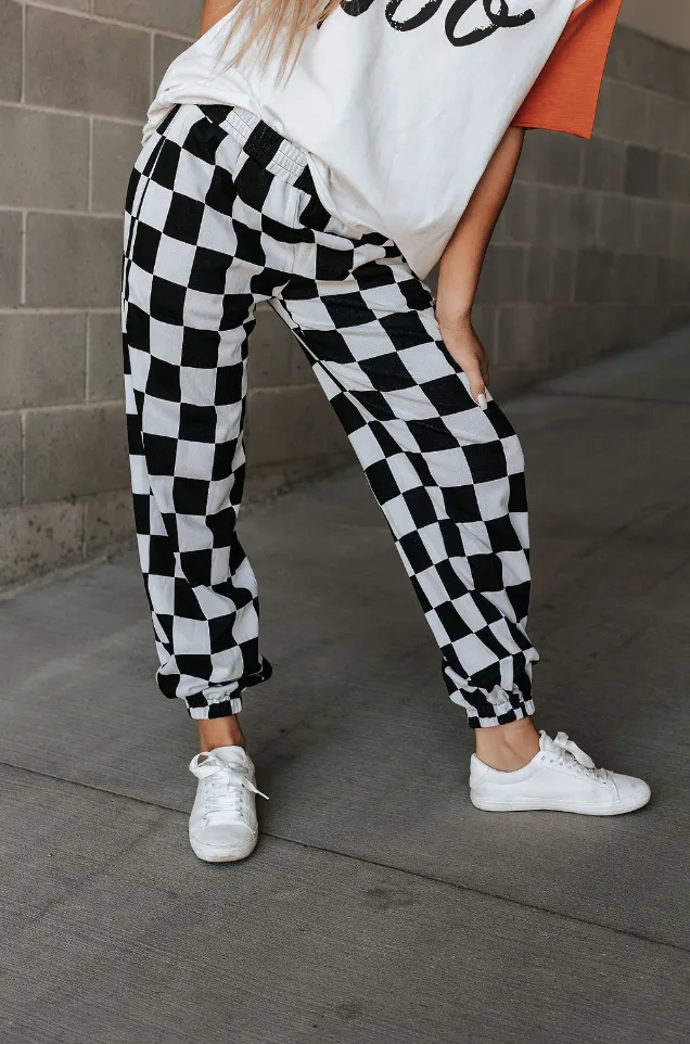 Ampersand Avenue Checkered Joggers - Black Jack