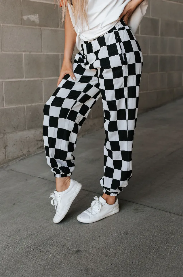 Ampersand Avenue Checkered Joggers - Black Jack