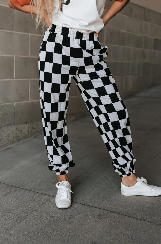 Ampersand Avenue Checkered Joggers - Black Jack