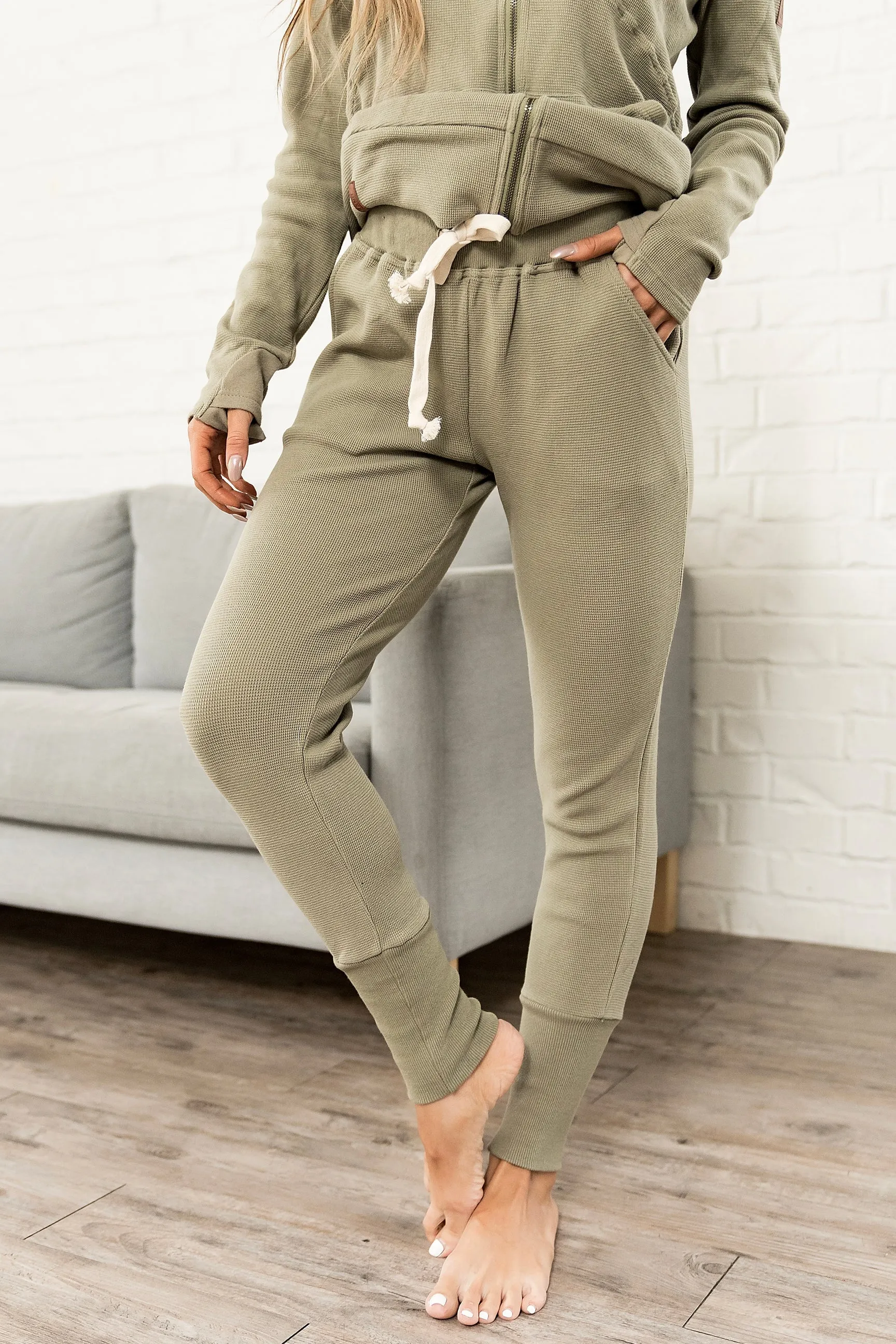 Ampersand Avenue Waffle Knit Jogger - Willow