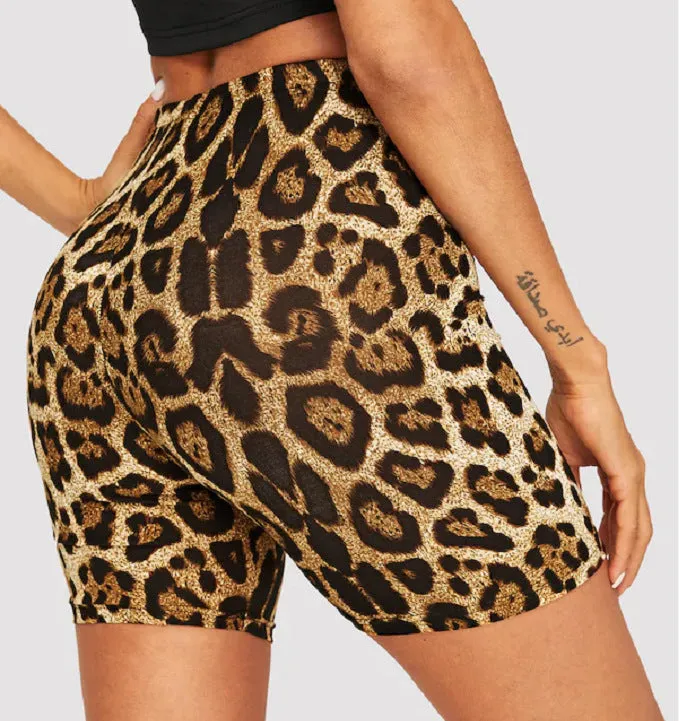 Animal Print High Waist Bodycon Shorts