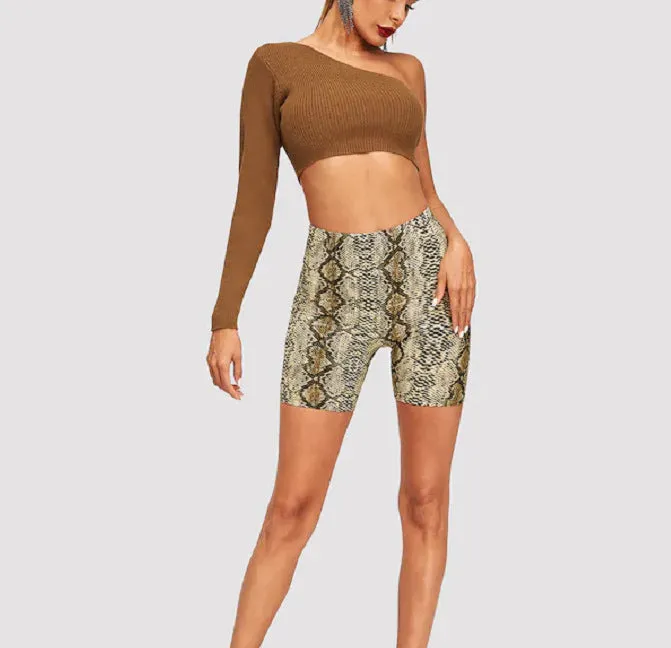 Animal Print High Waist Bodycon Shorts