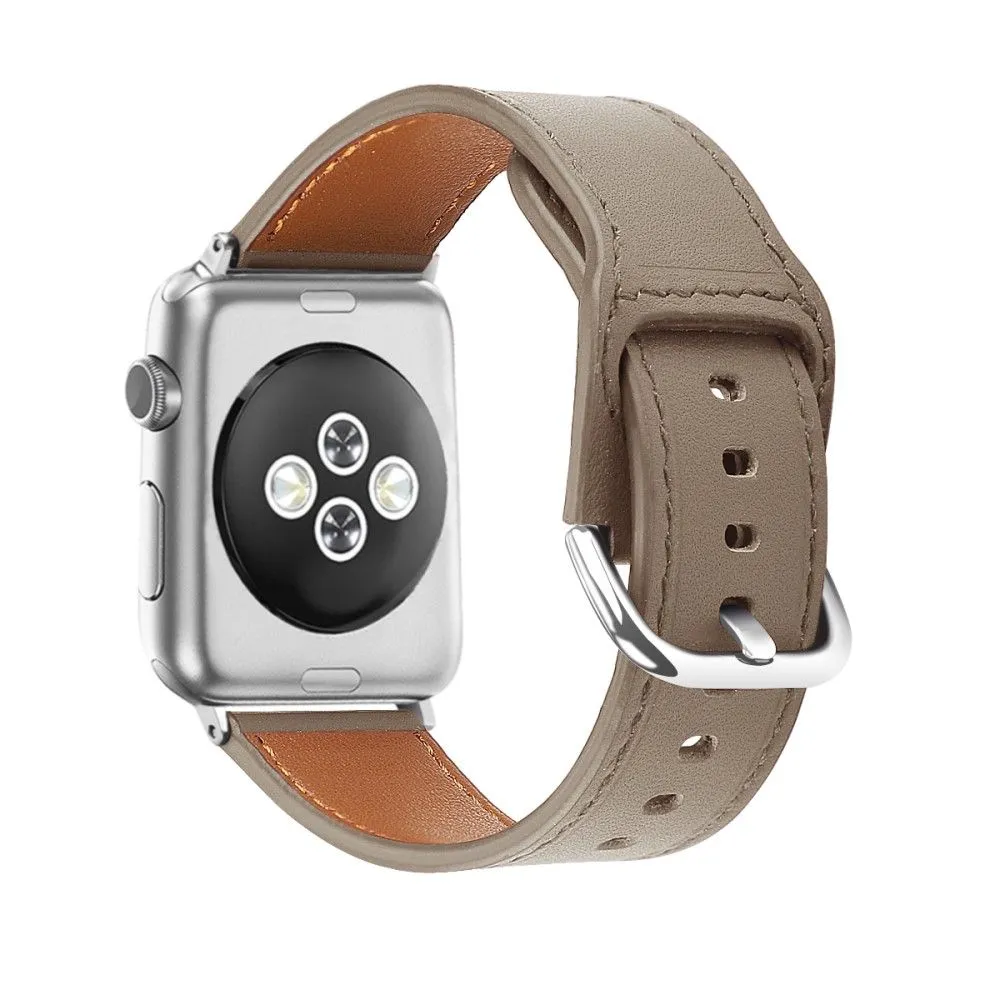 Apple Watch (45mm) soft top layer genuine leather watch strap - Coffee / Size: S