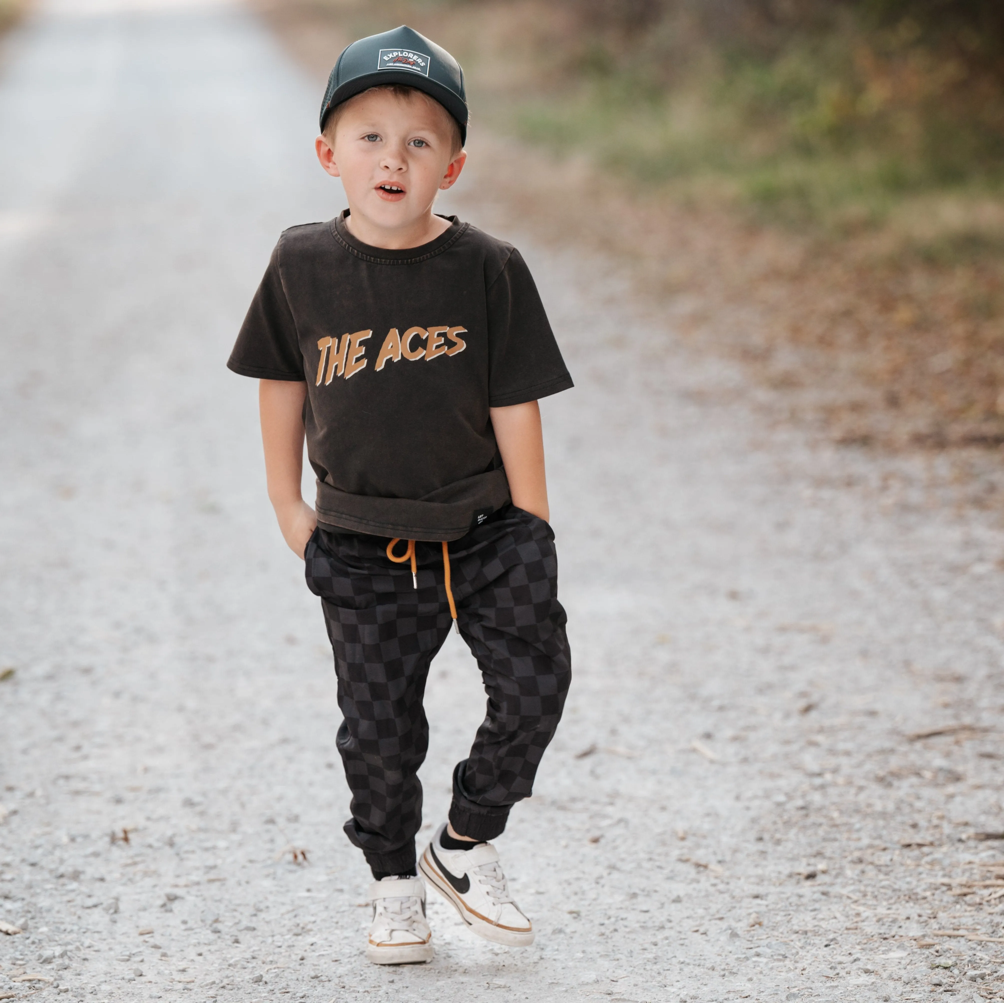 ATHLETIC JOGGER - BLACK MUTED CHECKERBOARD