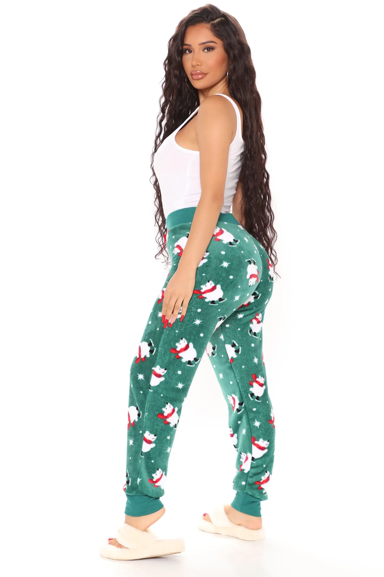 Baby Its Cold Outside Plush PJ Joggers - Green/combo