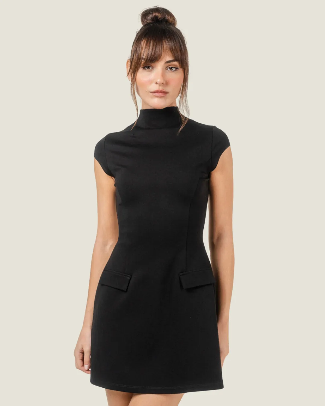 Bach Era: Black Cap Sleeve Mini Dress