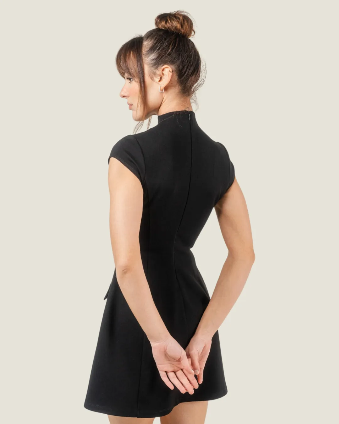 Bach Era: Black Cap Sleeve Mini Dress