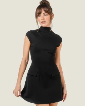 Bach Era: Black Cap Sleeve Mini Dress