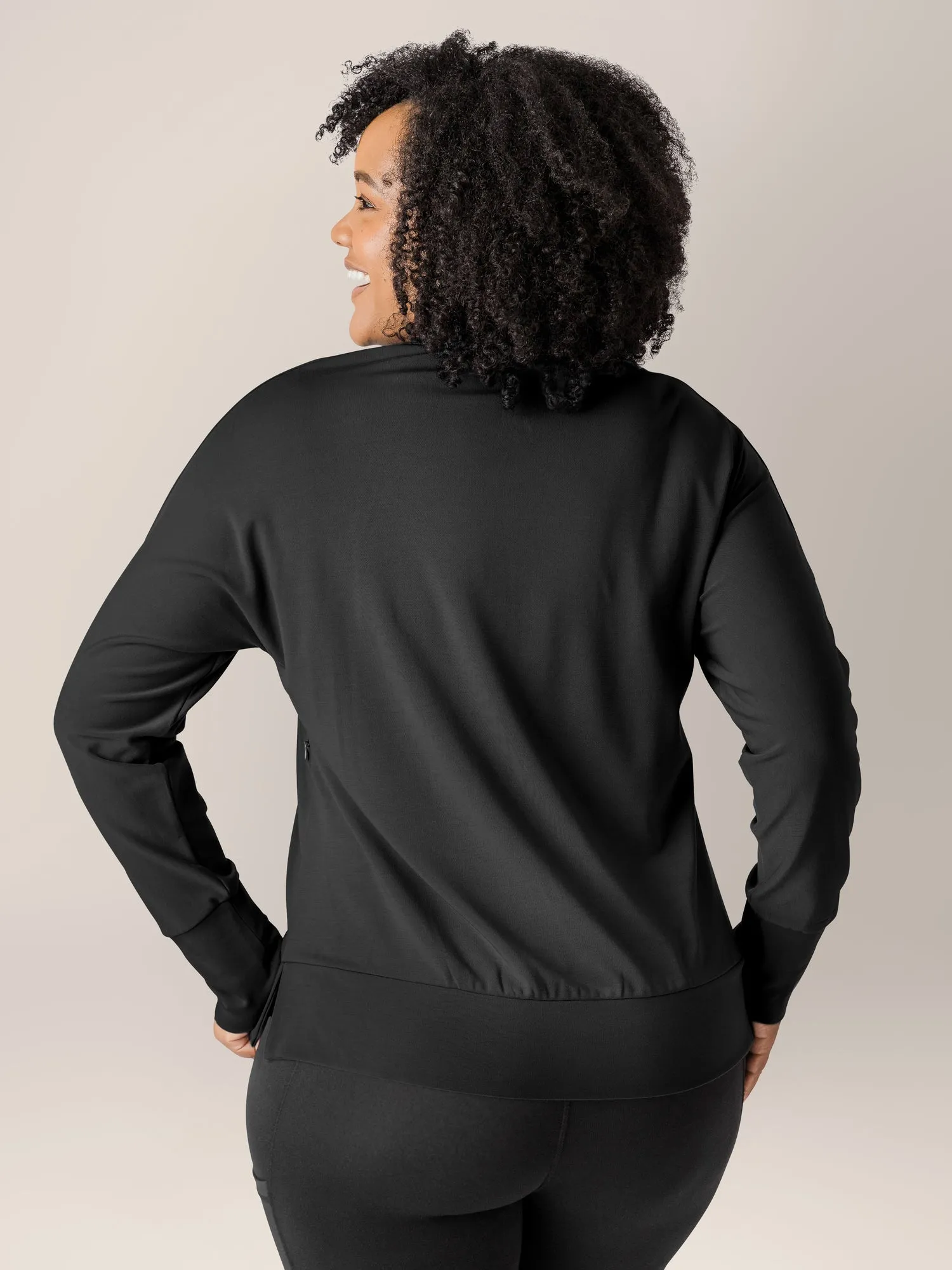 Bamboo Maternity & Nursing Crew Neck Sweatshirt | Black