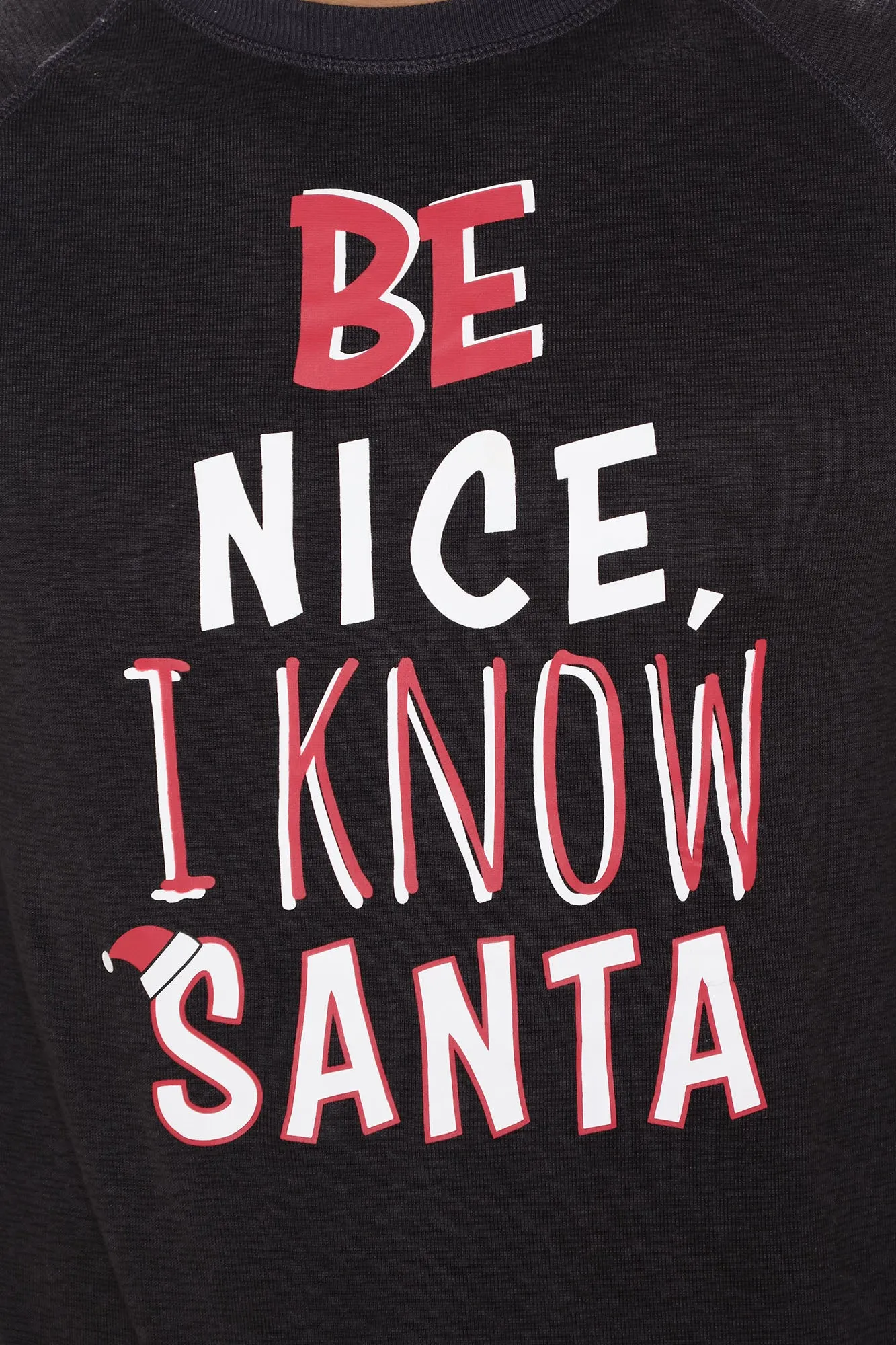 Be Nice I Know Santa Holiday PJ Set - Black/combo