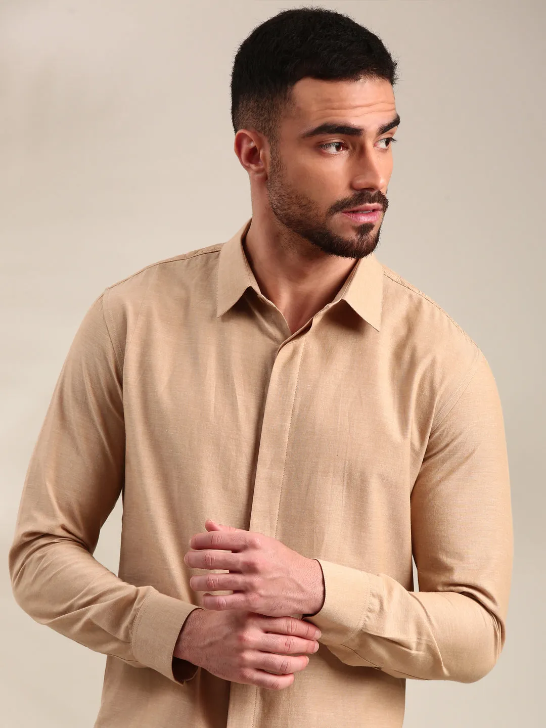 Beige Cotton Shirt - MM0888