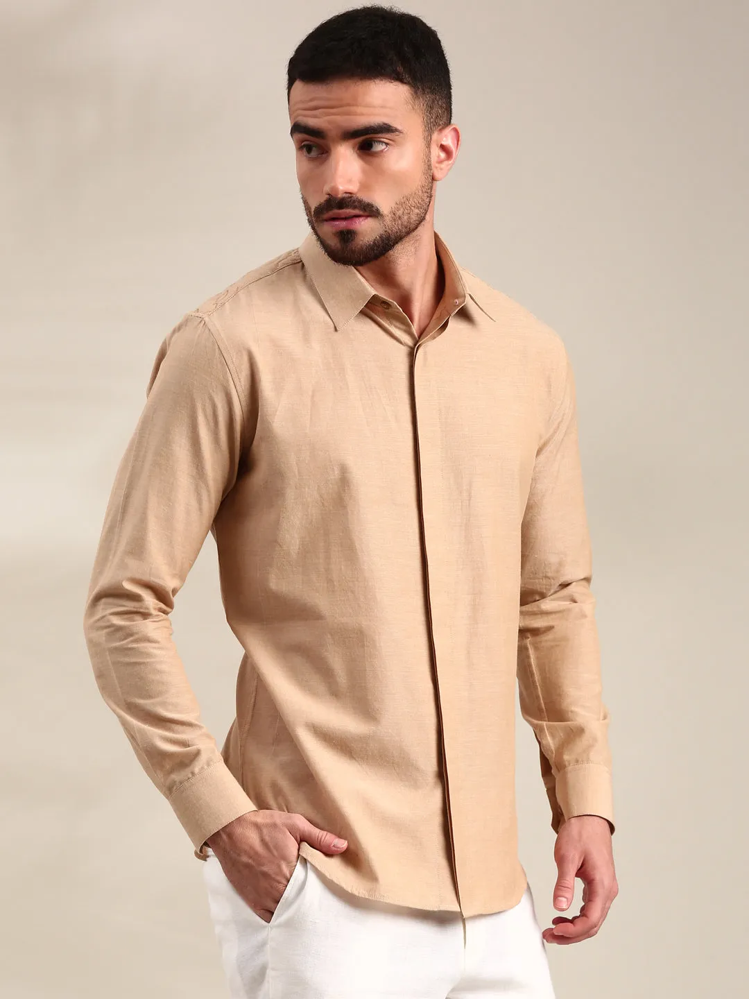 Beige Cotton Shirt - MM0888