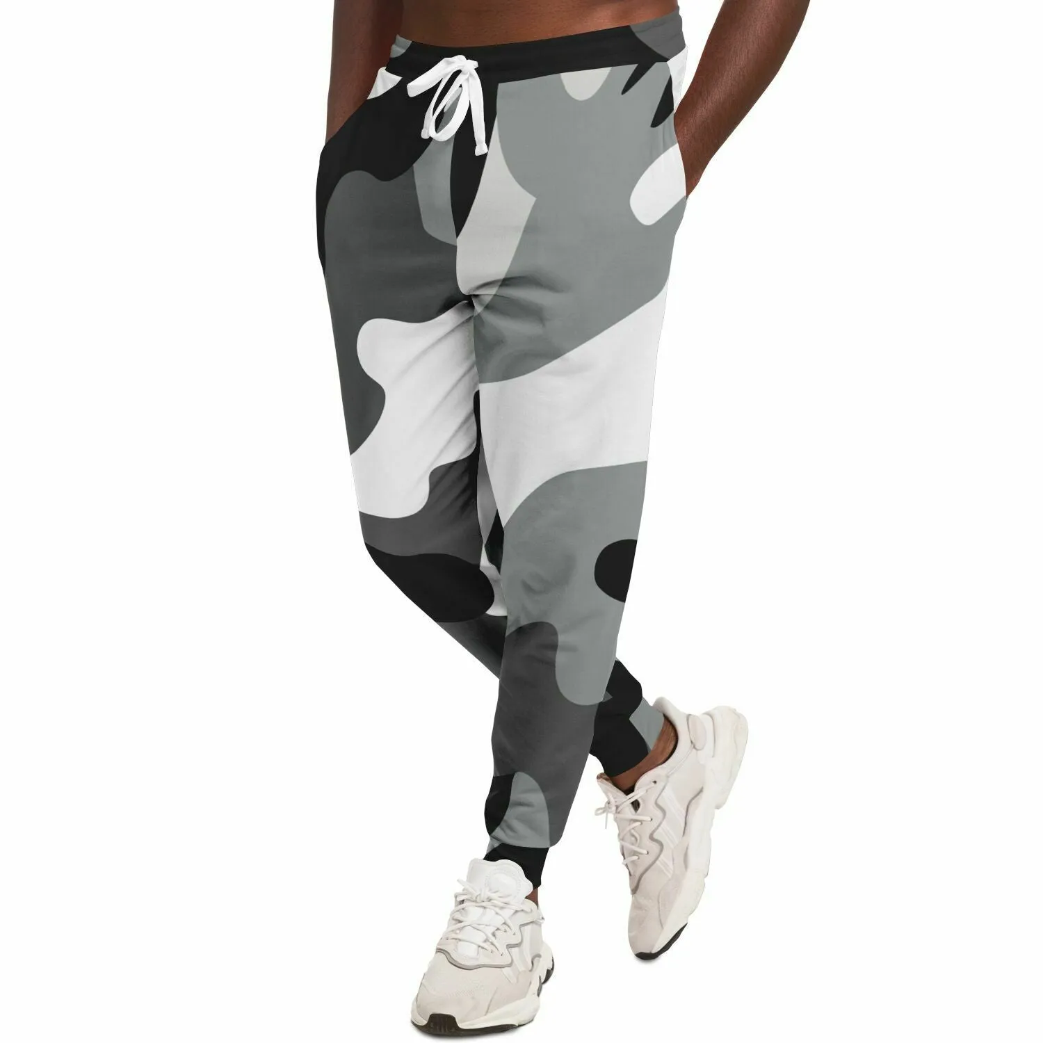 Black and White Eco-Poly Camo Unisex Joggers