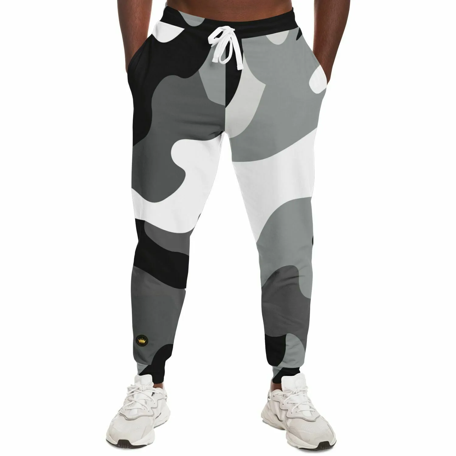 Black and White Eco-Poly Camo Unisex Joggers