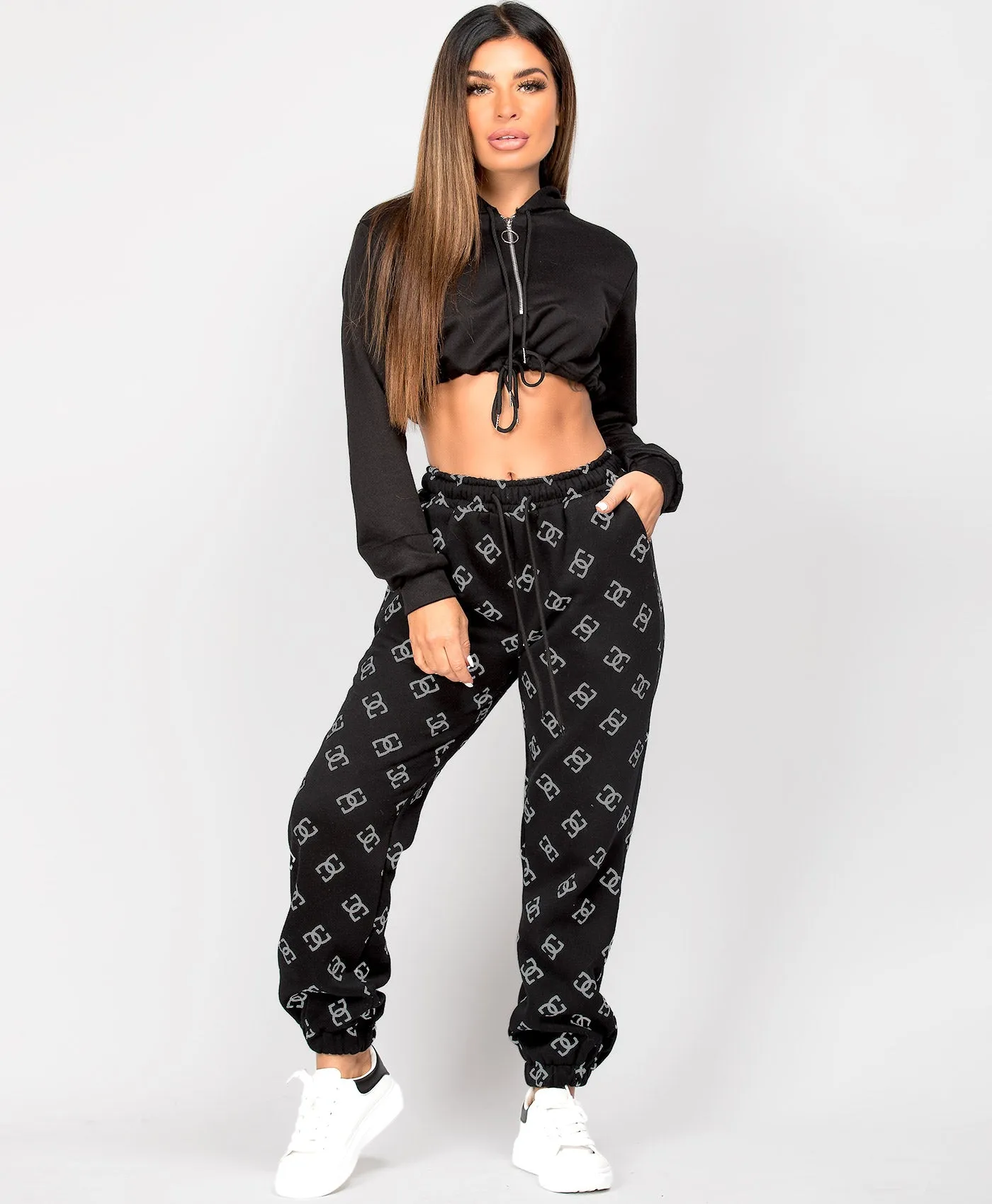 Black Fleece Oversized DD Print Joggers