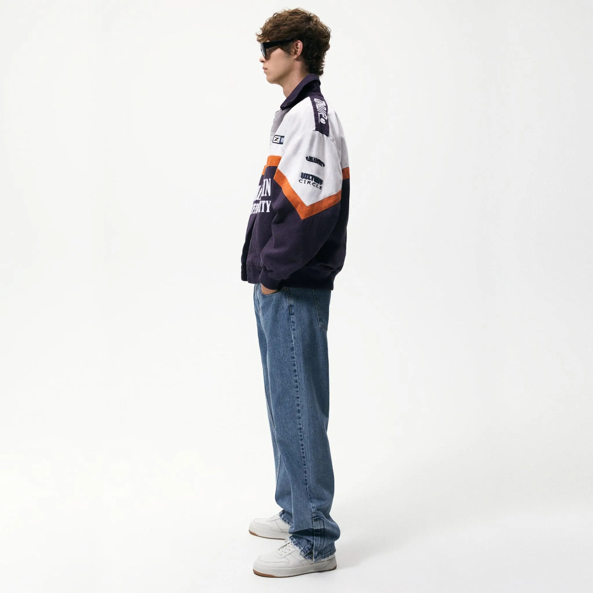 BOMBER BAGGY JACKET WITH PATCHES - MULTICOLOURED