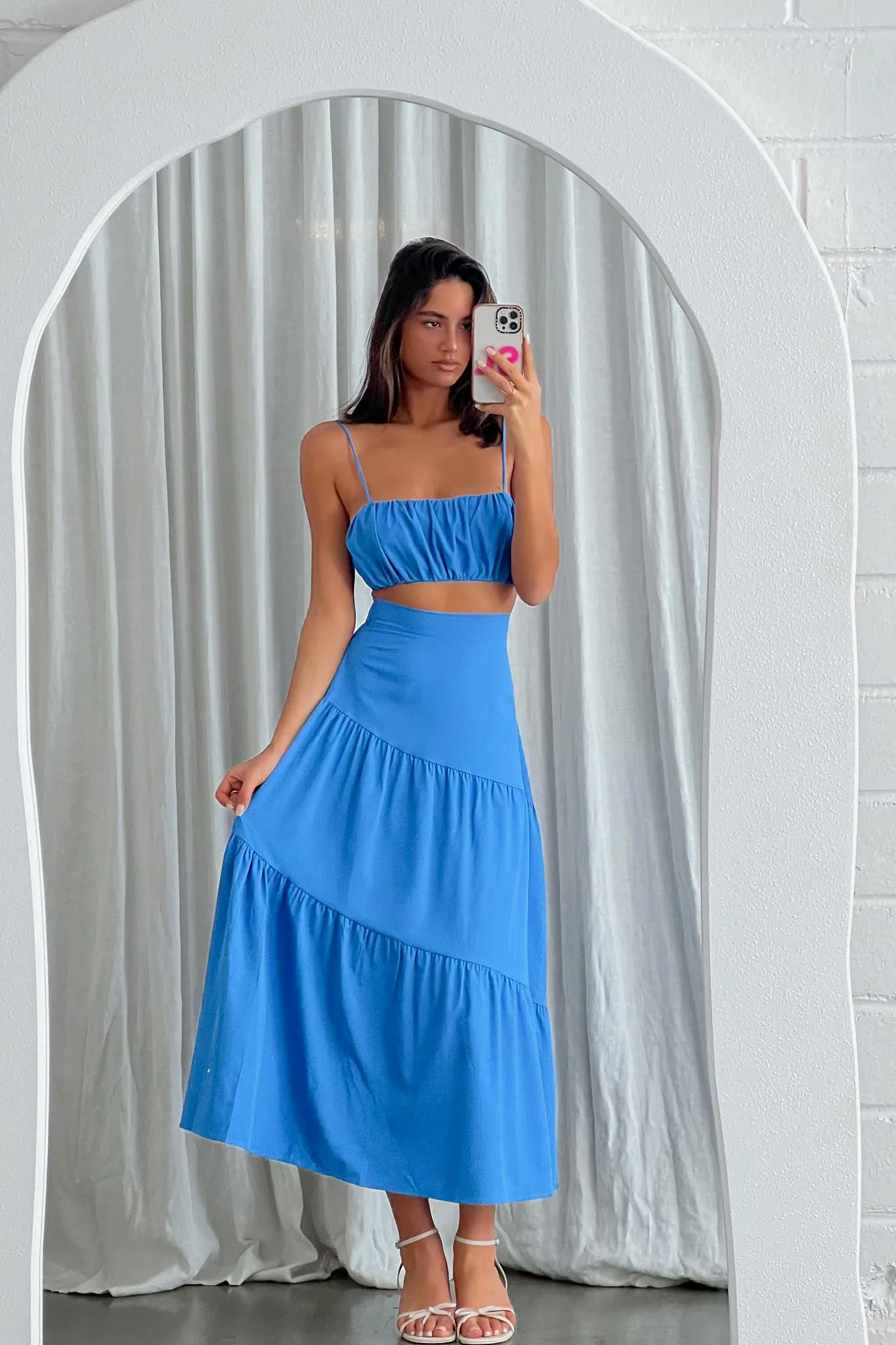 Bondi Waist Tie Maxi Skirt Sapphire