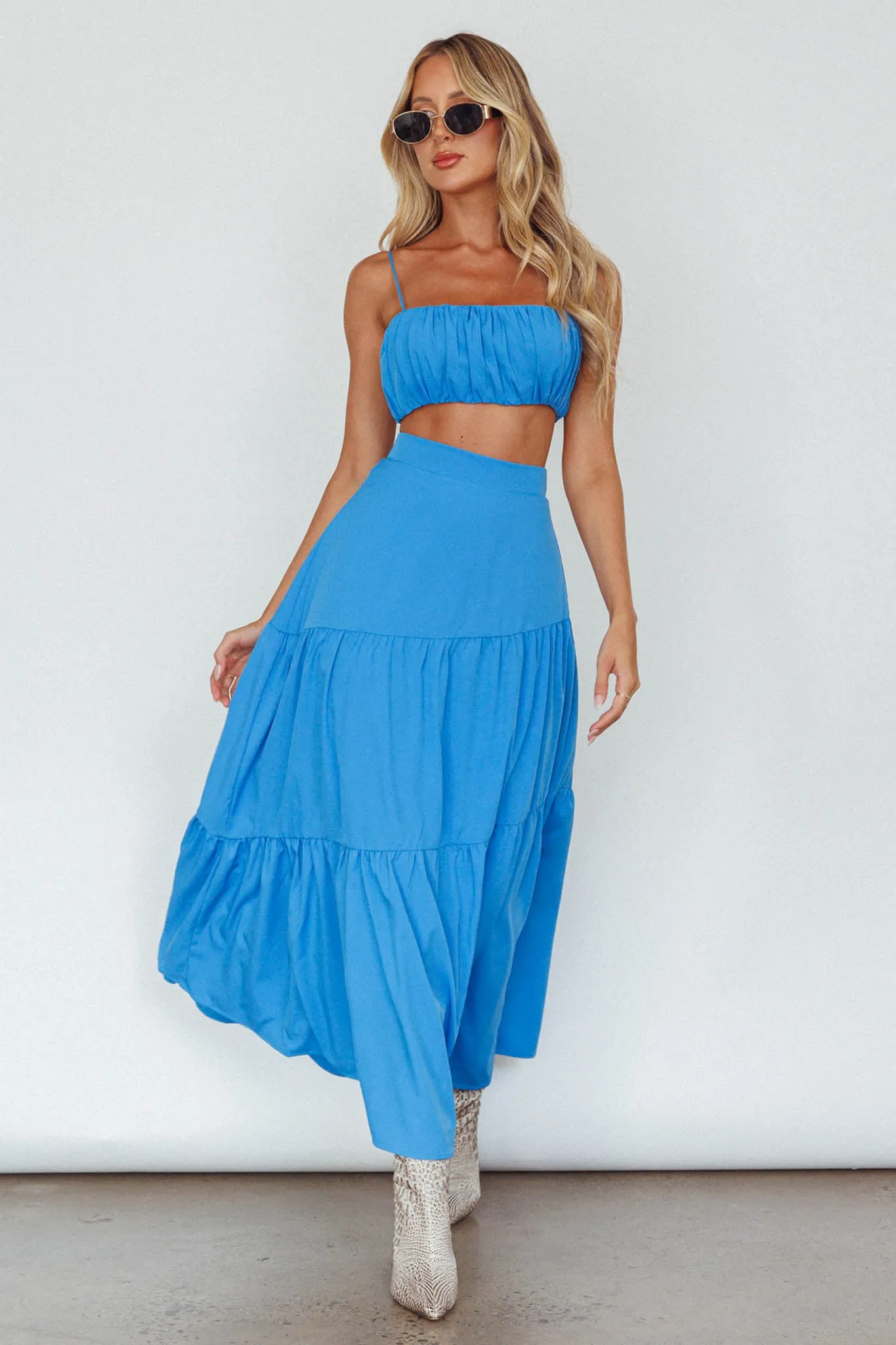 Bondi Waist Tie Maxi Skirt Sapphire