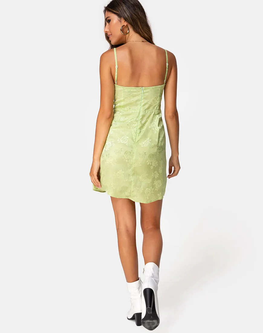 Boyasly Slip Dress in Satin Rose Lime