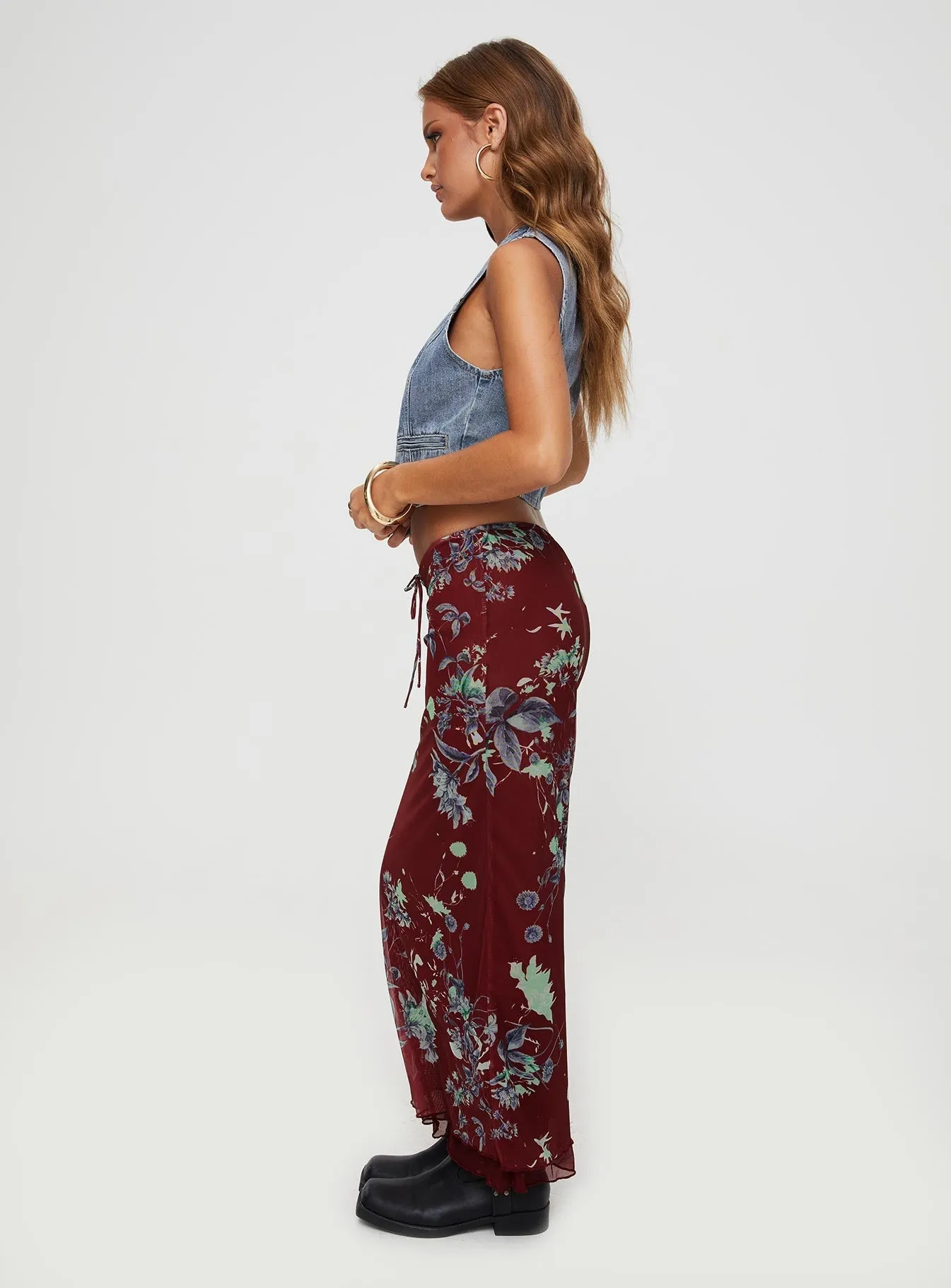 Buchan Maxi Skirt Red Floral