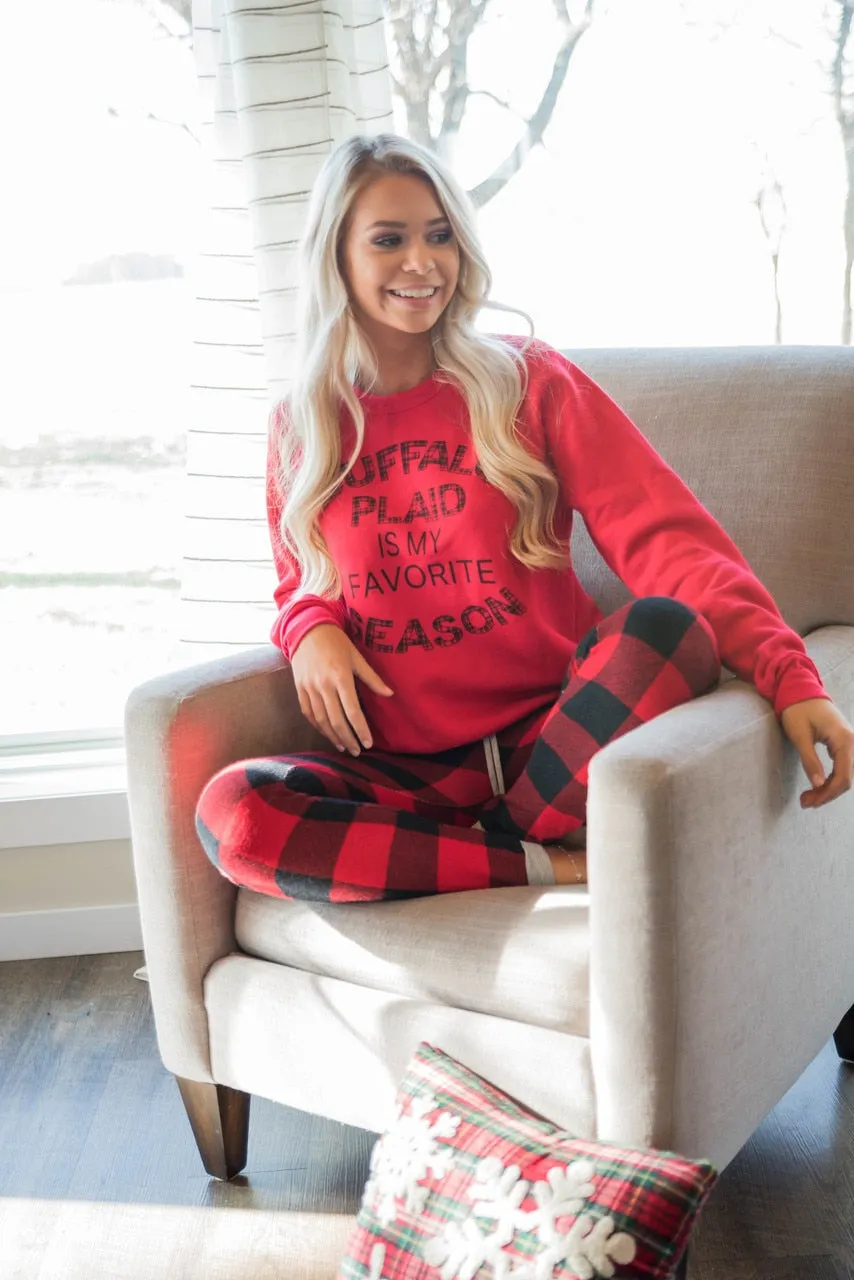 Buffalo Plaid is My Favorite Season Sweatshirt | Red**