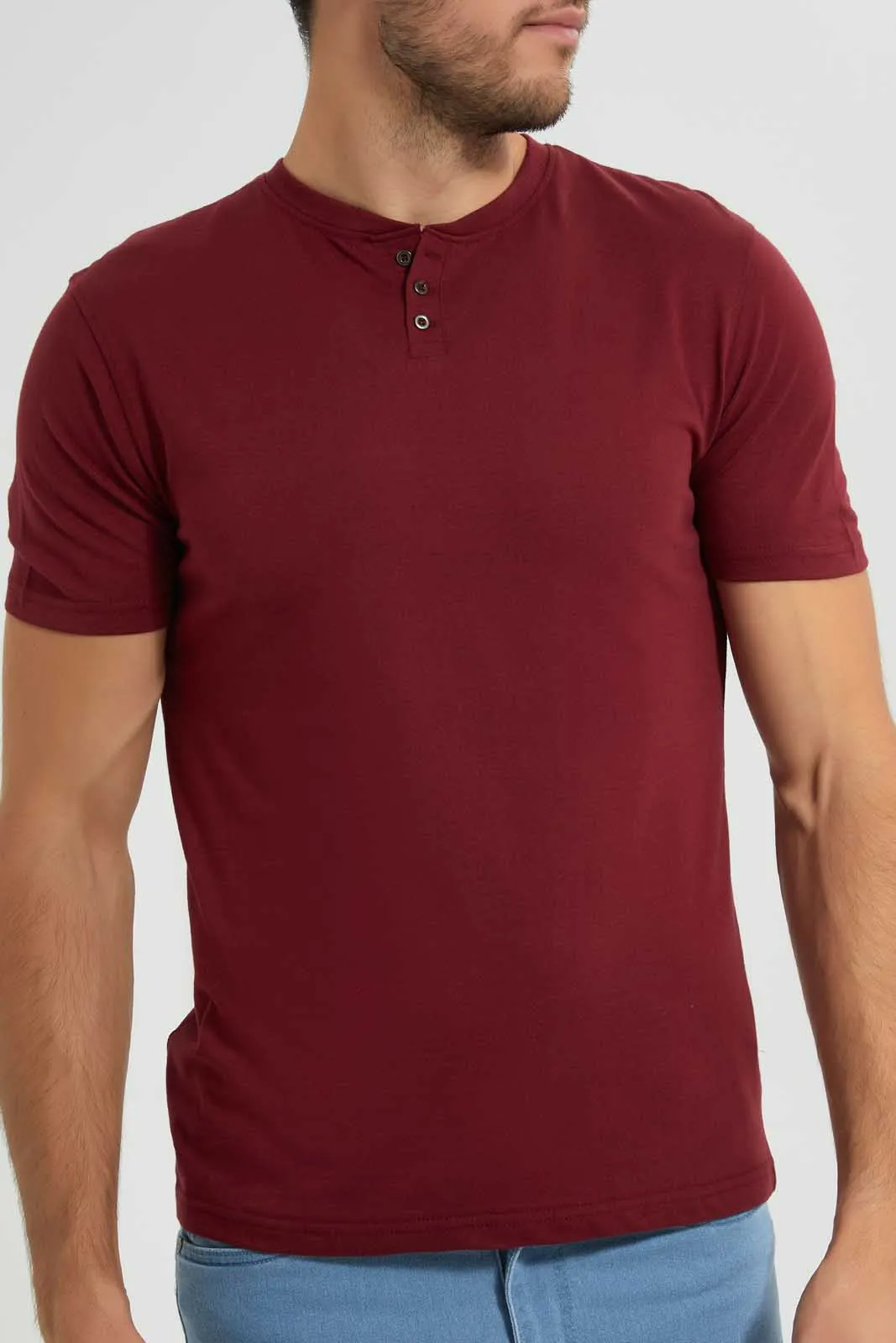 Burgundy Henley T-Shirt