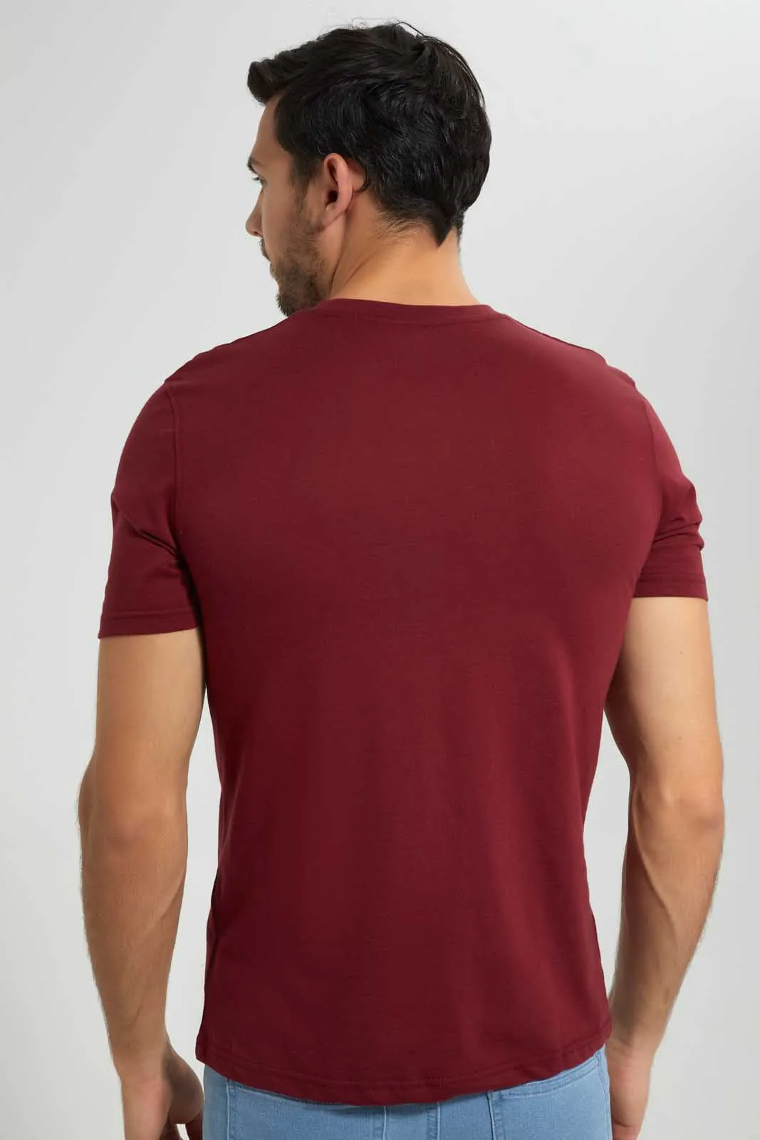 Burgundy Henley T-Shirt