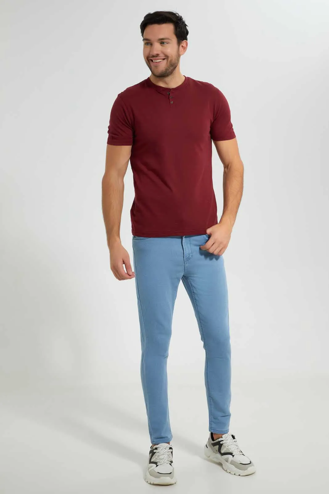 Burgundy Henley T-Shirt