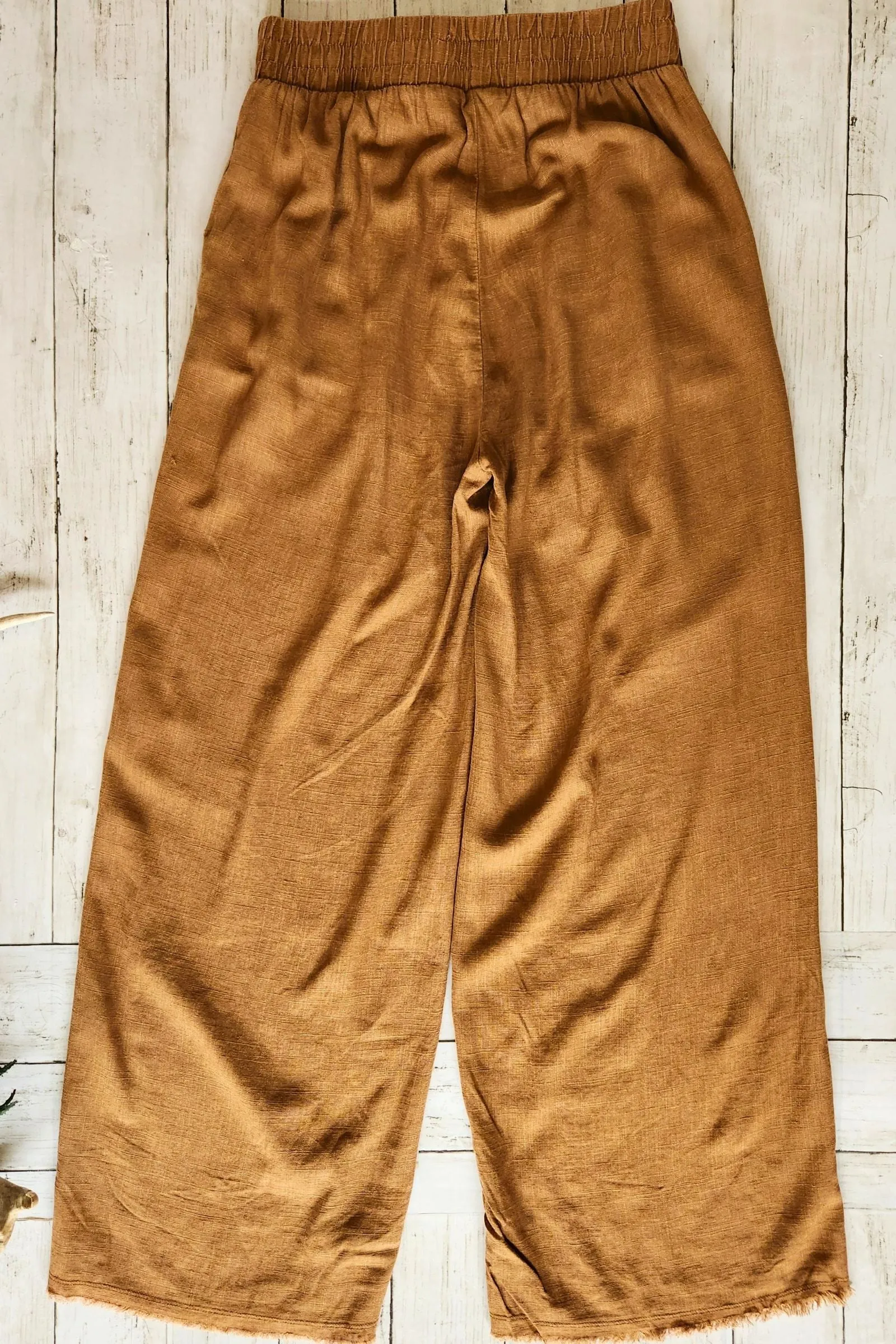 Camel Washed Linen Pants