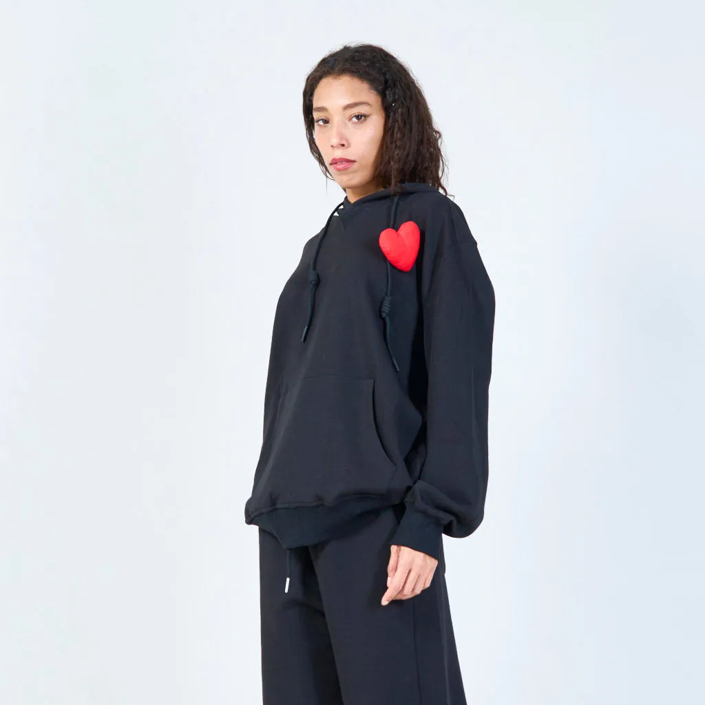 Casual heart detail hoodie wholesale