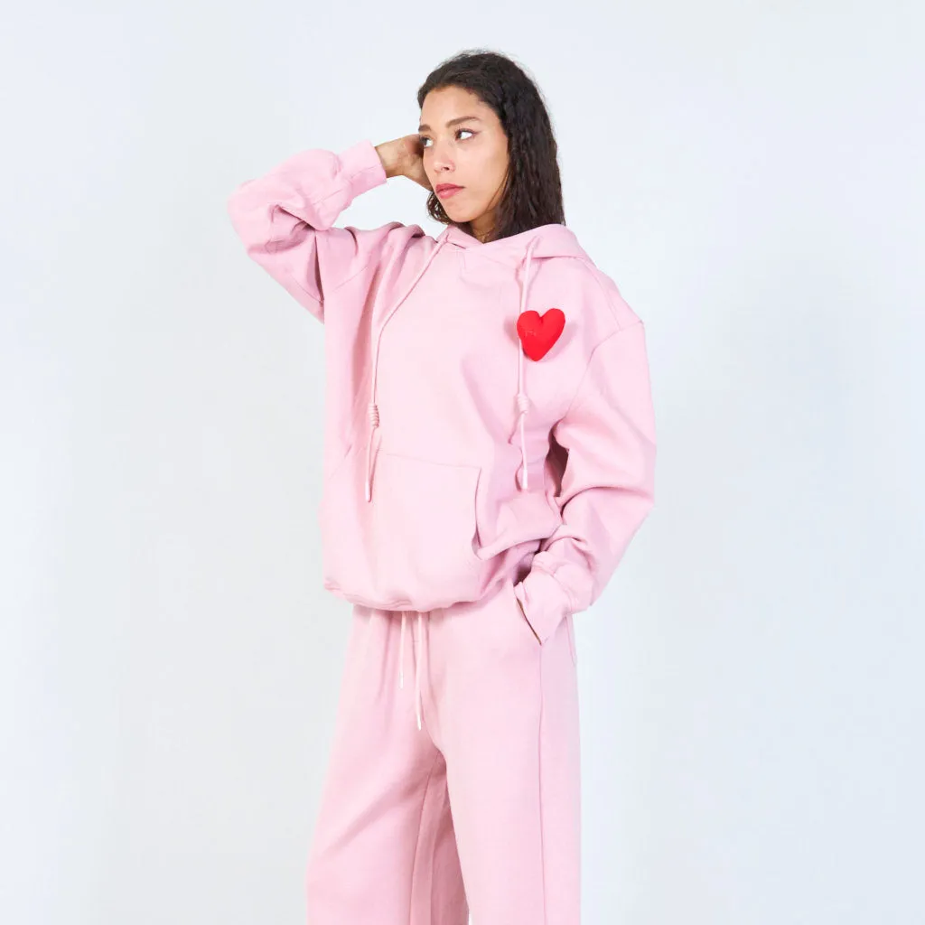 Casual heart detail hoodie wholesale