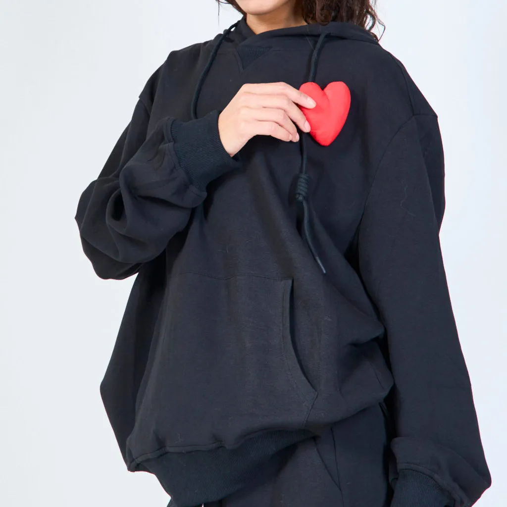 Casual heart detail hoodie wholesale