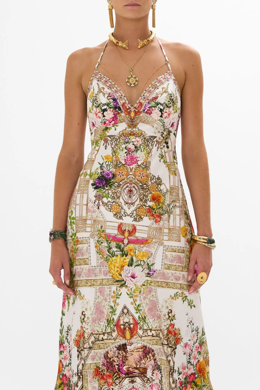 CHAIN DETAIL SLIP DRESS EGYPTIAN ROSE