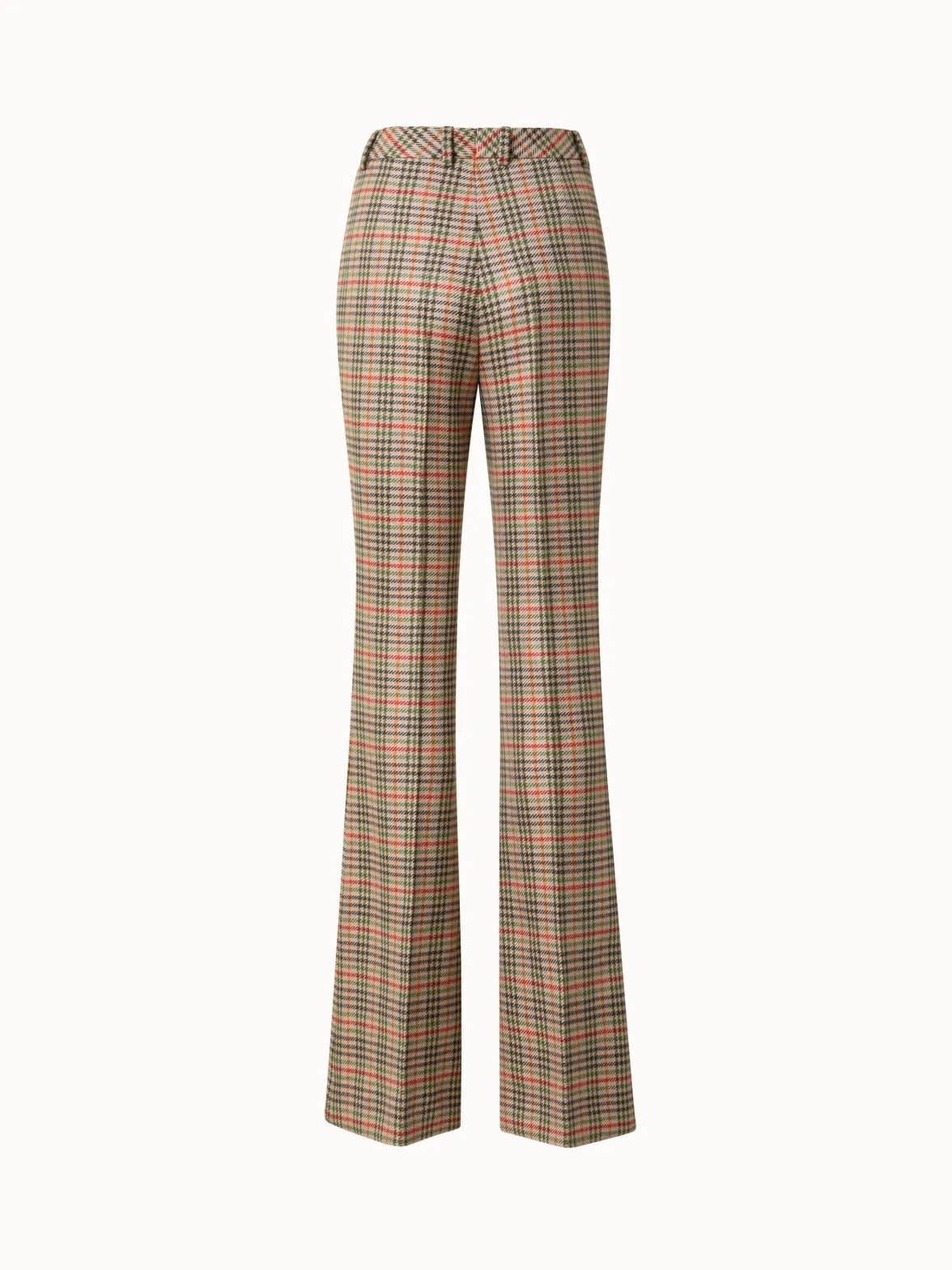 Checked Wool Bootcut Pants