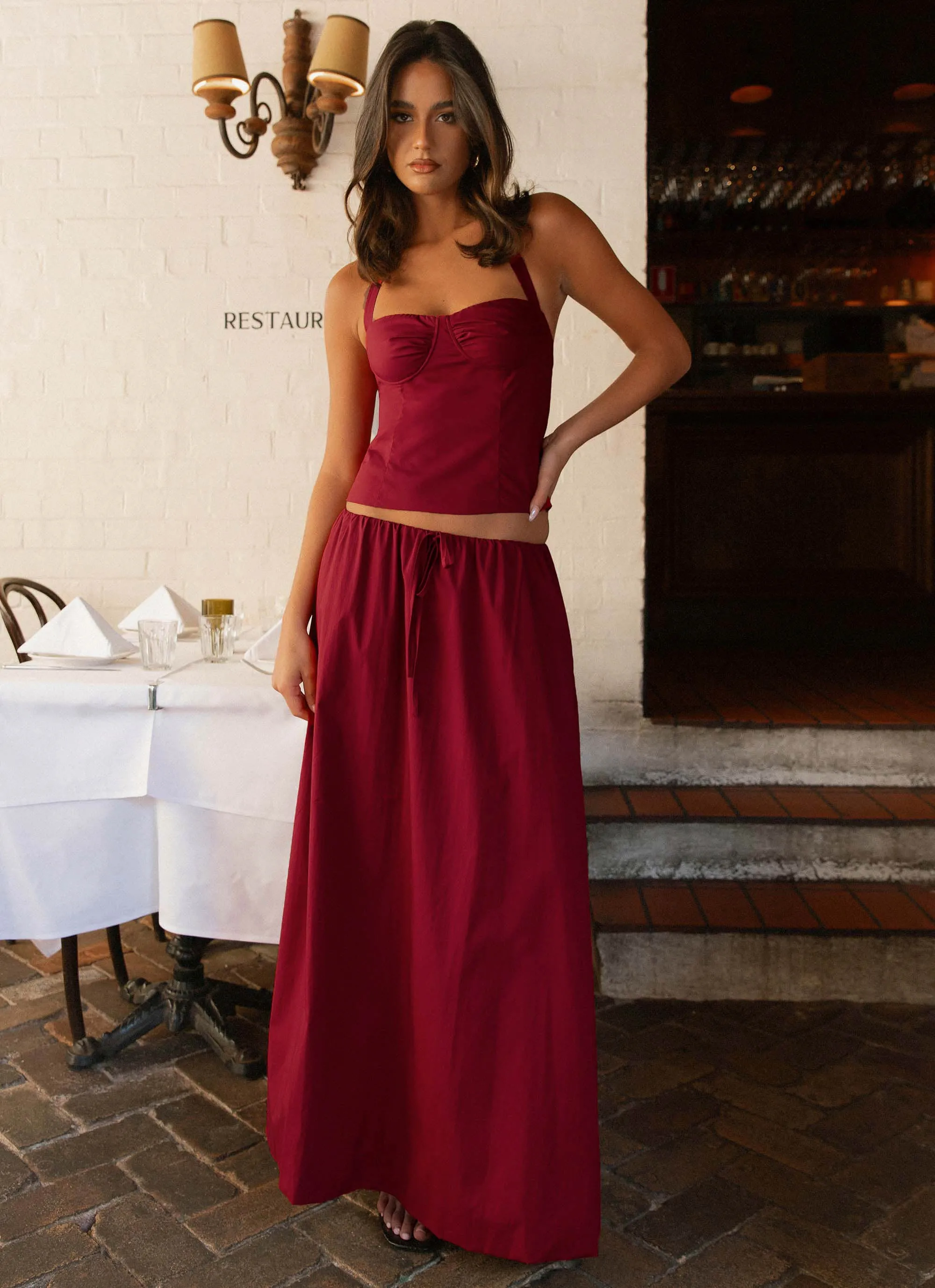 Cheryl Maxi Skirt - Cherry Red