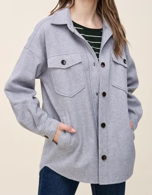 Chloe Shacket/Jacket- Heather Gray