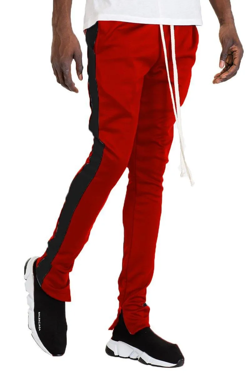 Classic Slim Fit Track Pants Mens - Red/Black