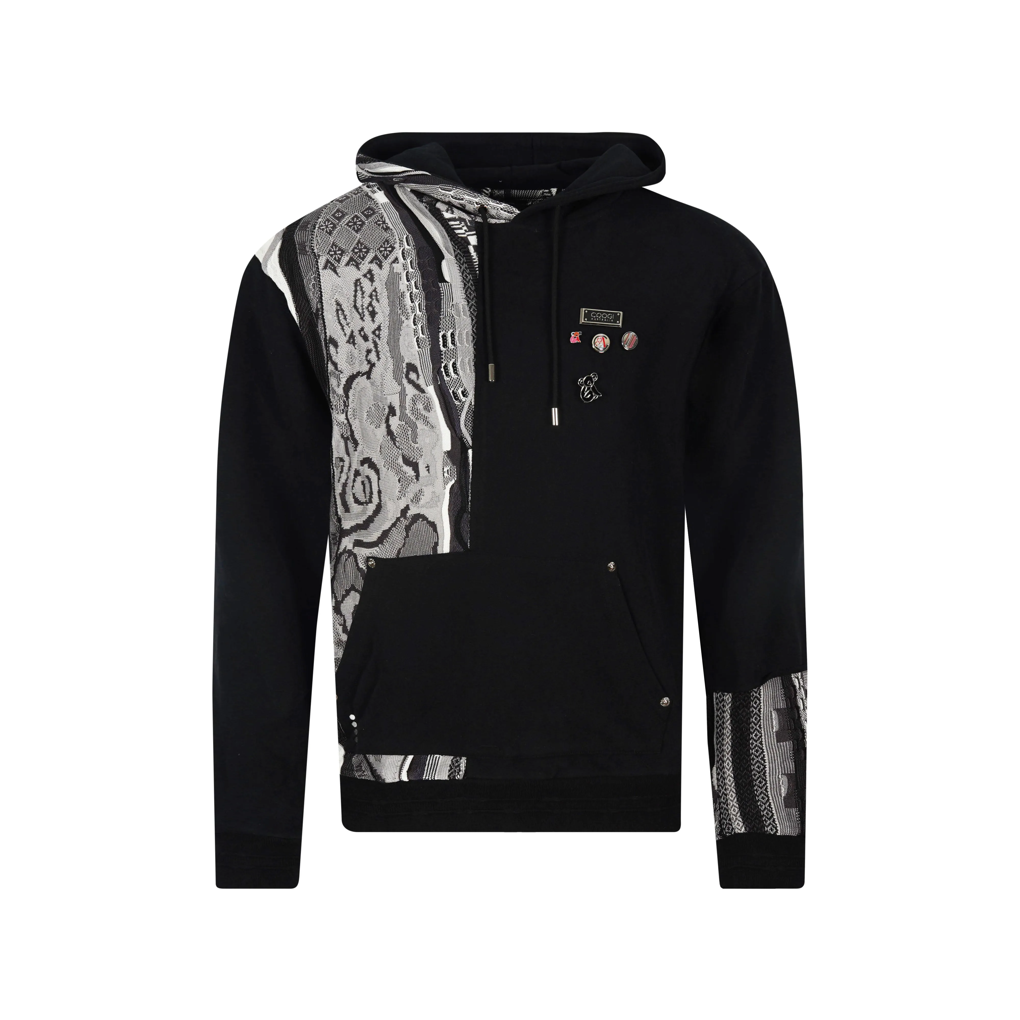 COOGI Sweater Pieced Fleece Hoody - Black