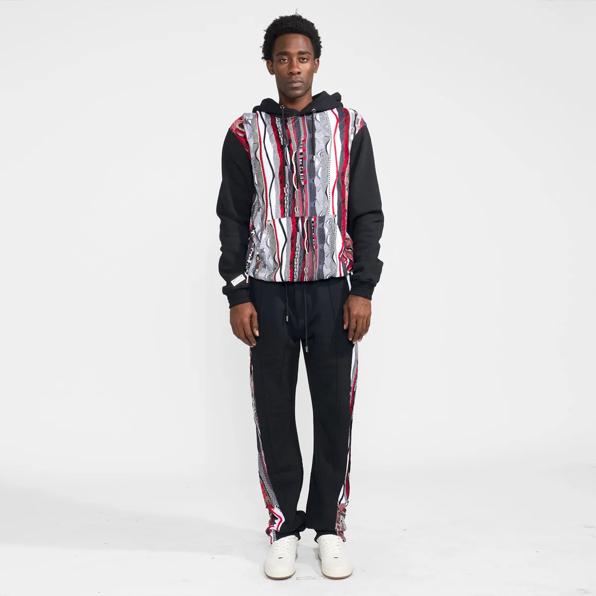 COOGI Sweater Pieced Fleece Hoody - Red-Black