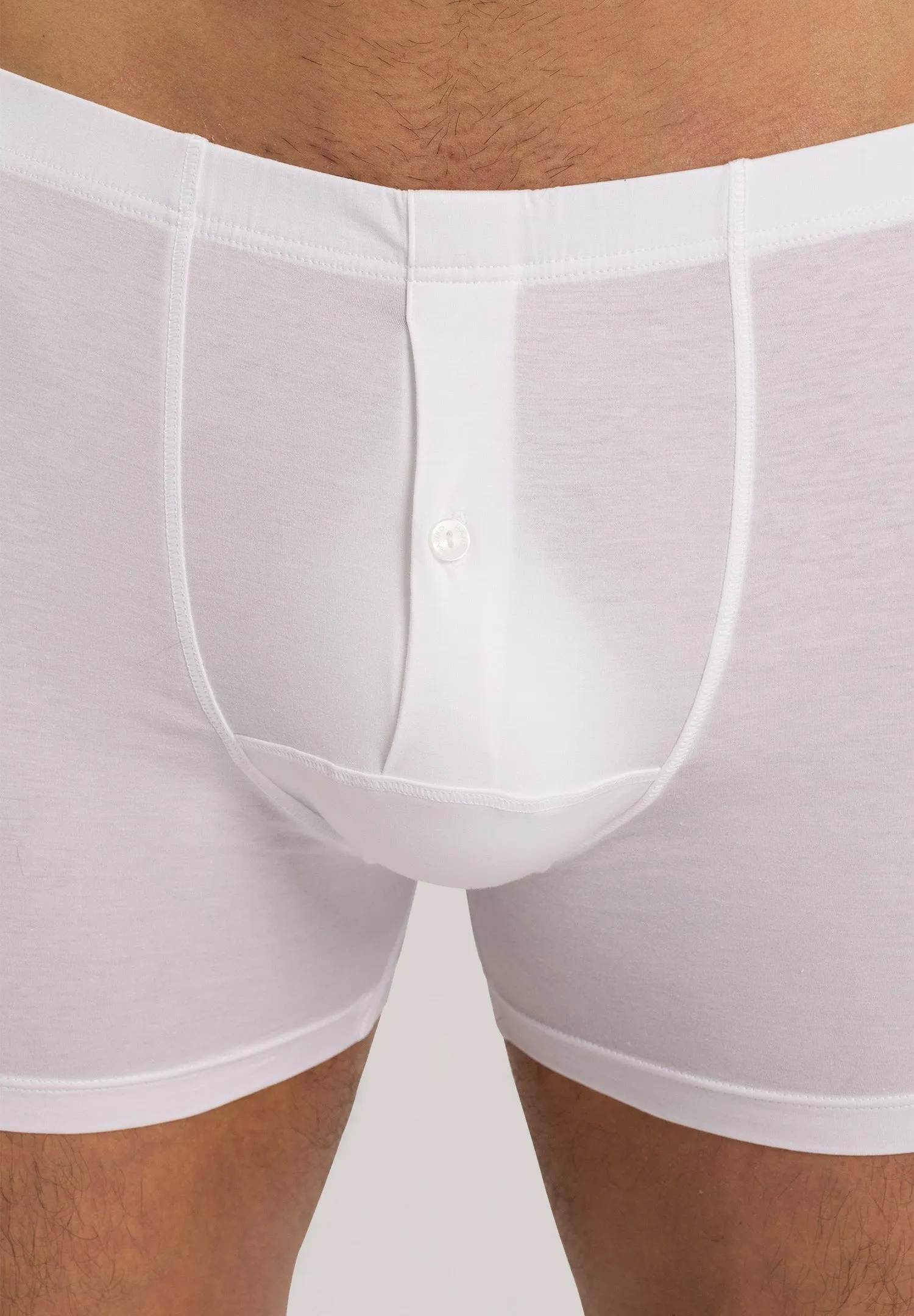 Cotton Sensation Long Leg Boxer Brief With Fly | White 73063-101