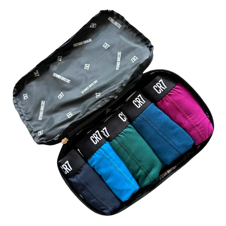 CR7 Men's 5-Pack Trunks in Travel Zip Bag Multicolor