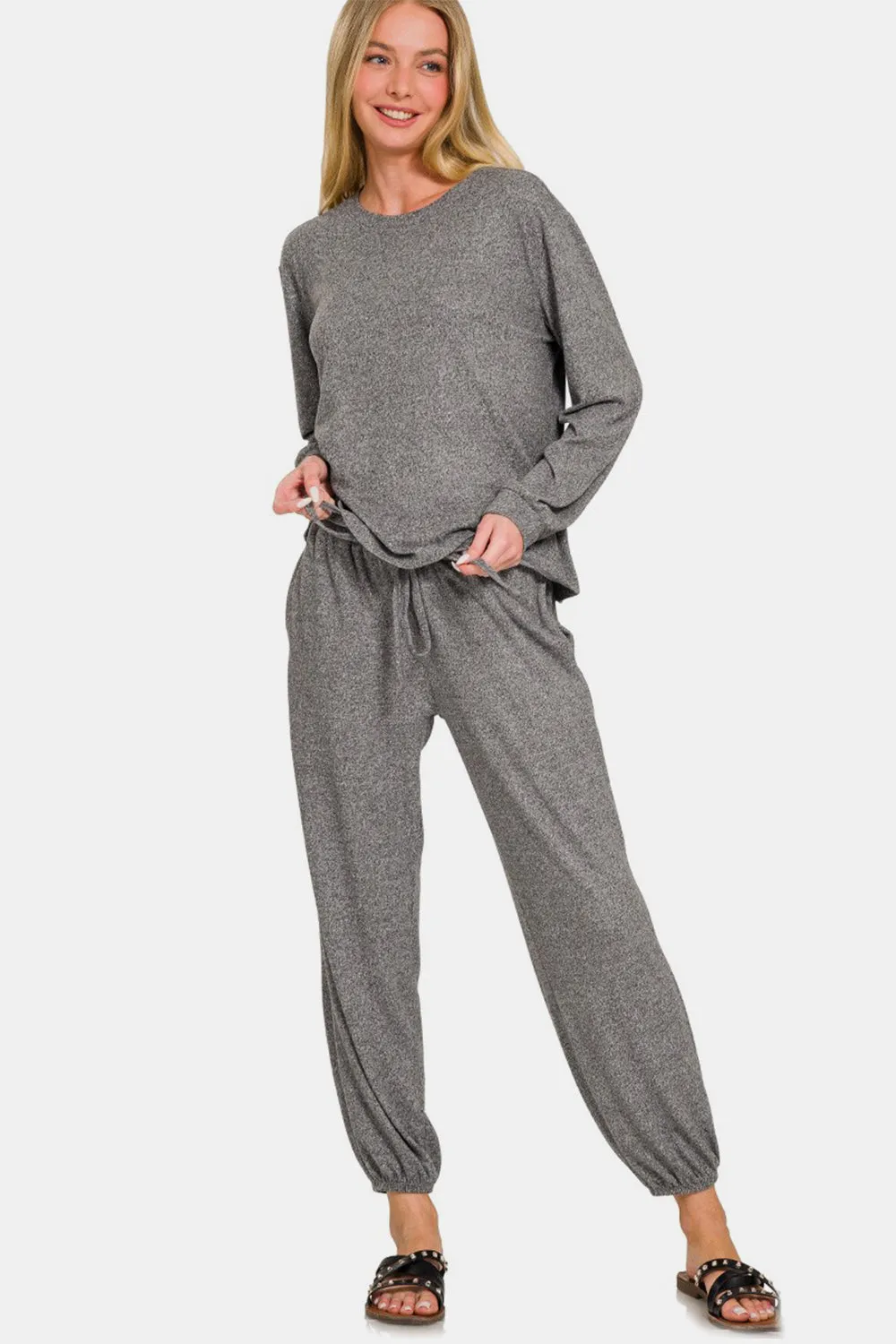 Crew Neck Long Sleeve T-Shirt and Joggers Set