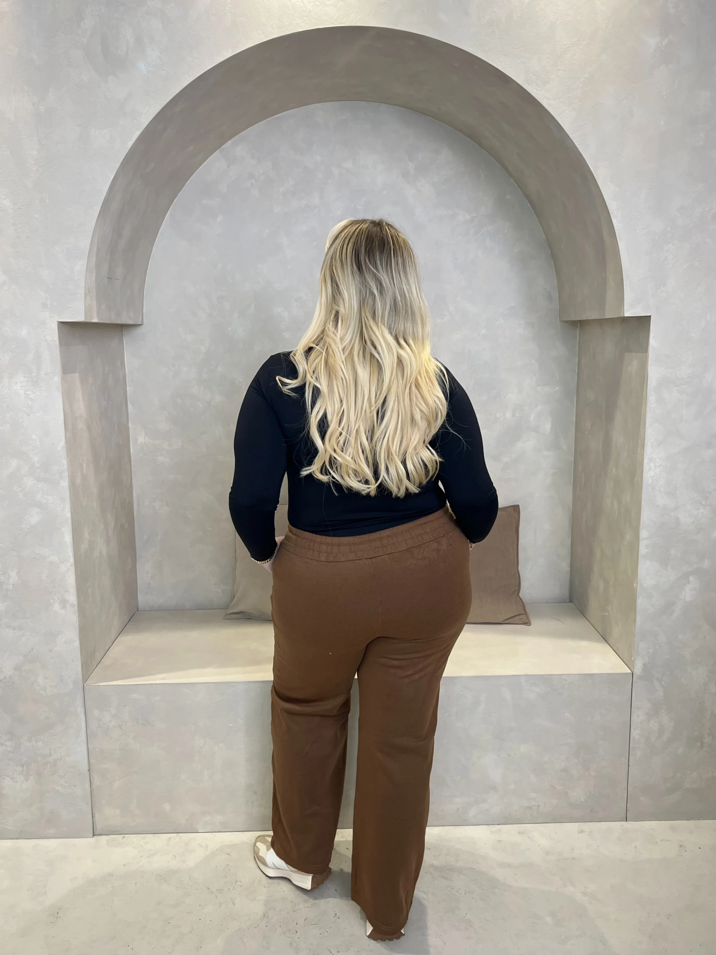 Curve Chocolate Wide Leg Piped Jogger