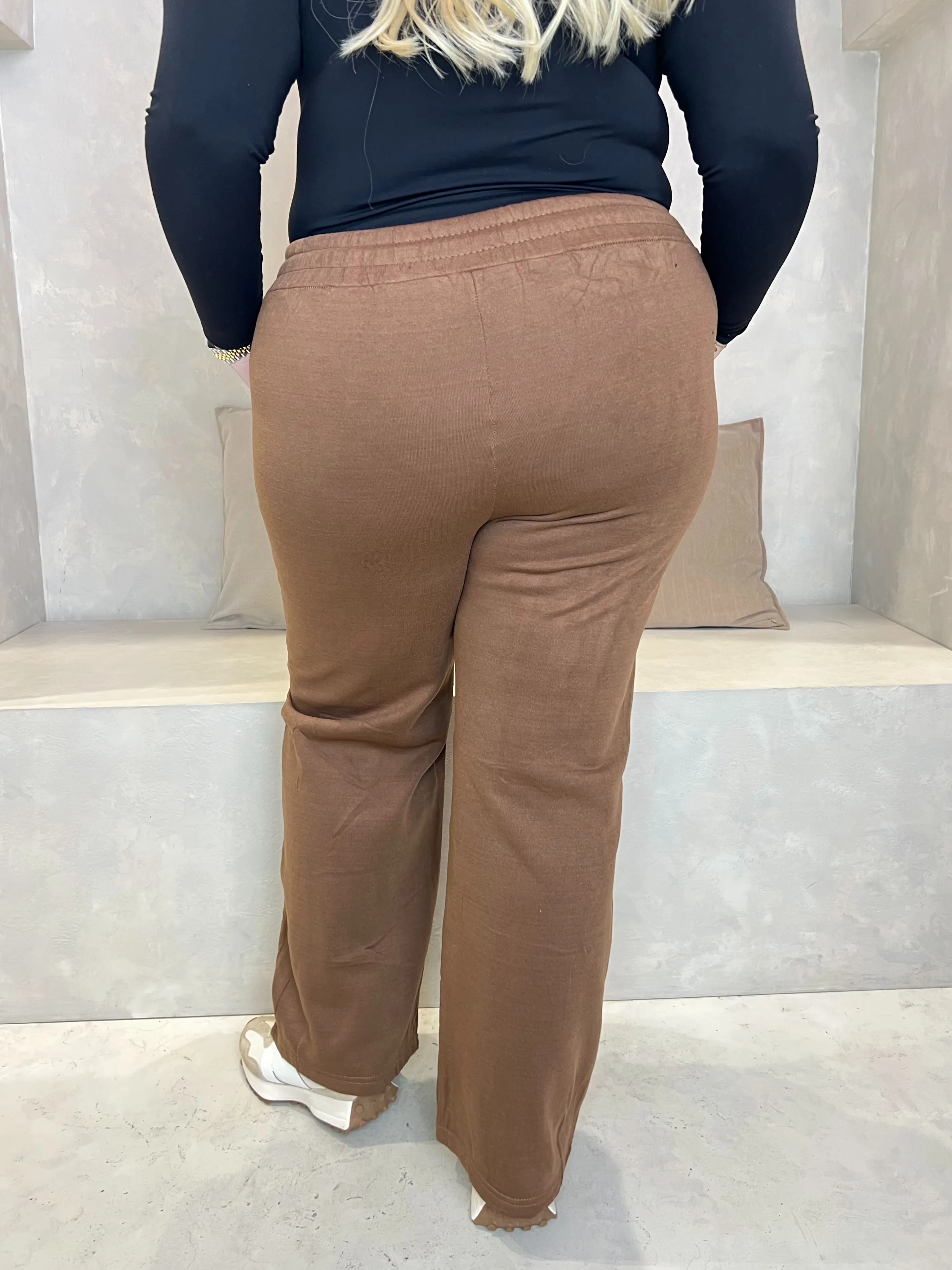 Curve Chocolate Wide Leg Piped Jogger